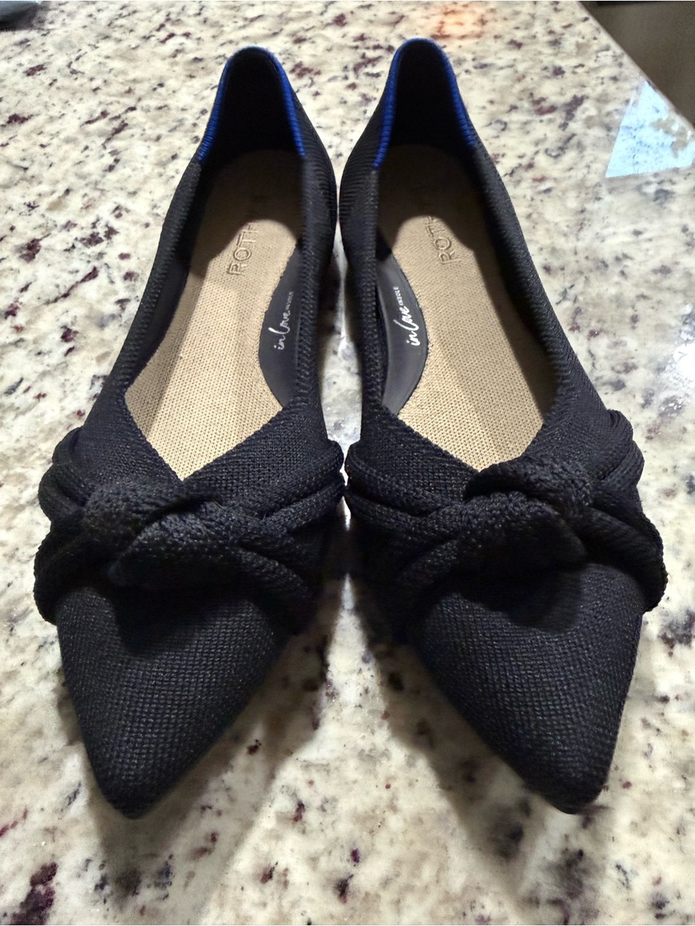 Rothy’s Black Pointed Knit Knot Ballet Flats - Women
